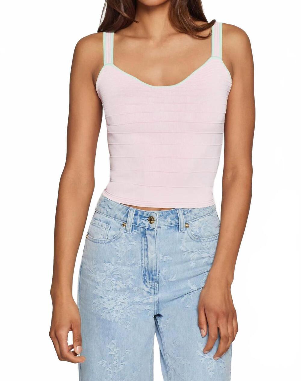 NEW GENERATION LOVE vivi bandage top in rose pink/mint